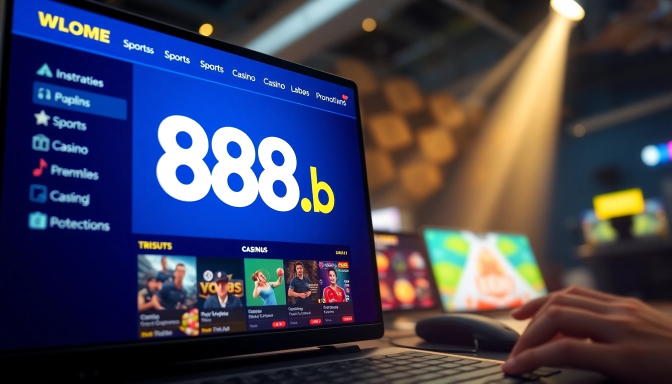 Engaging online betting platform interface of 888b.bet showcasing sports and casino games.