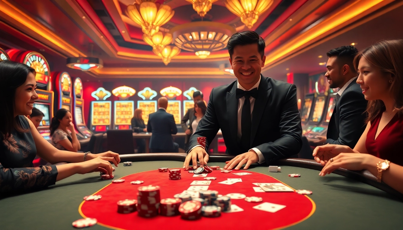 Experience the excitement of KKWIn with vibrant casino visuals, featuring a poker table, cards, and roulette wheel.