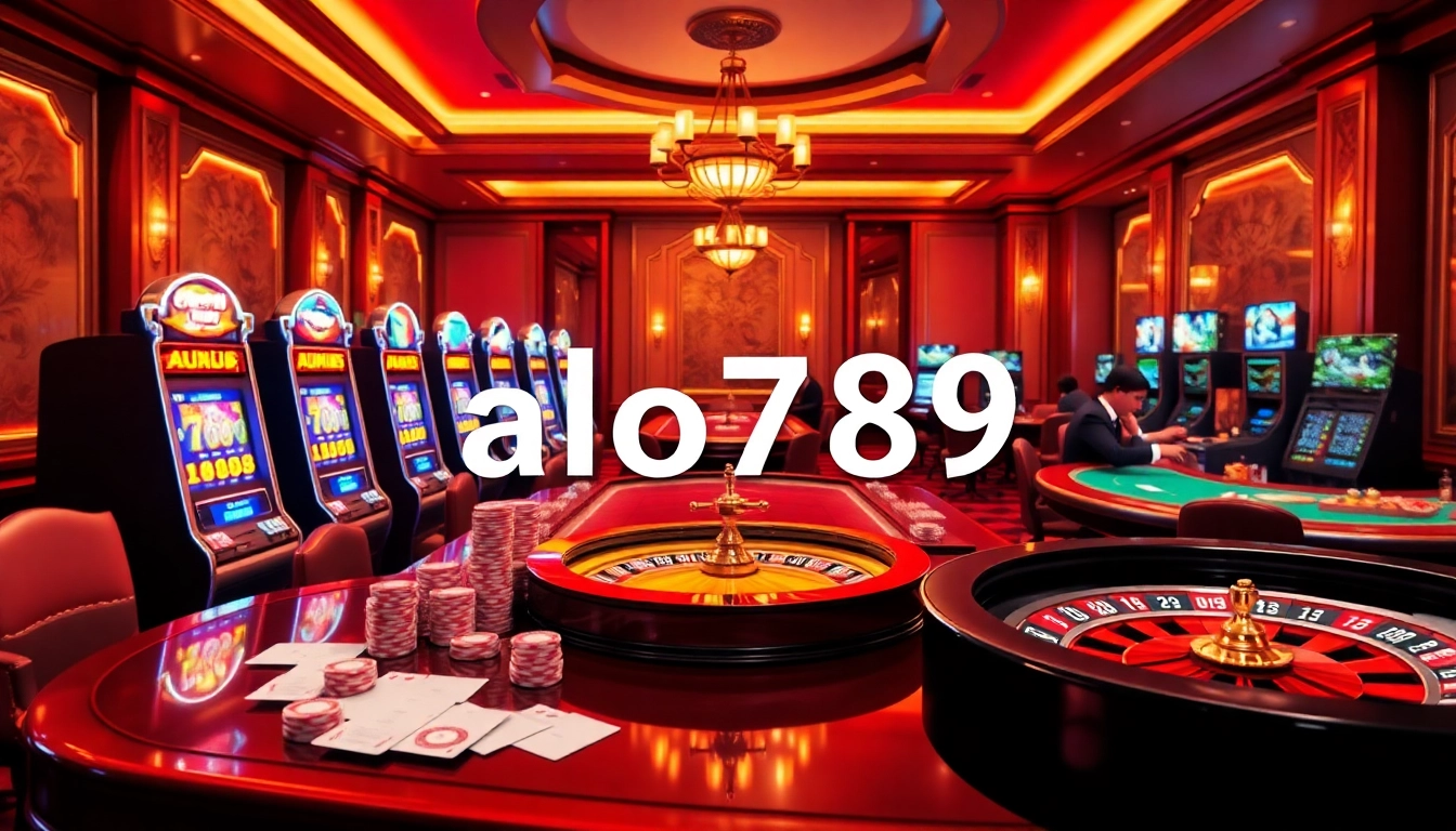 Gamblers enjoying a thrilling "alo789" online gaming experience at a lavish casino table.