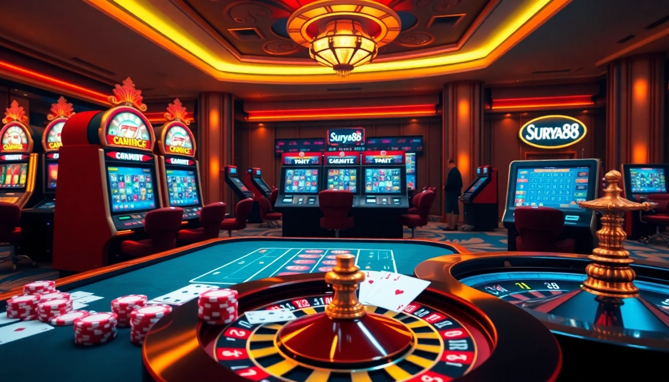 Rasakan aksi permainan yang mendebarkan dengan mesin slot dan permainan kasino yang berwarna-warni dari Surya88.