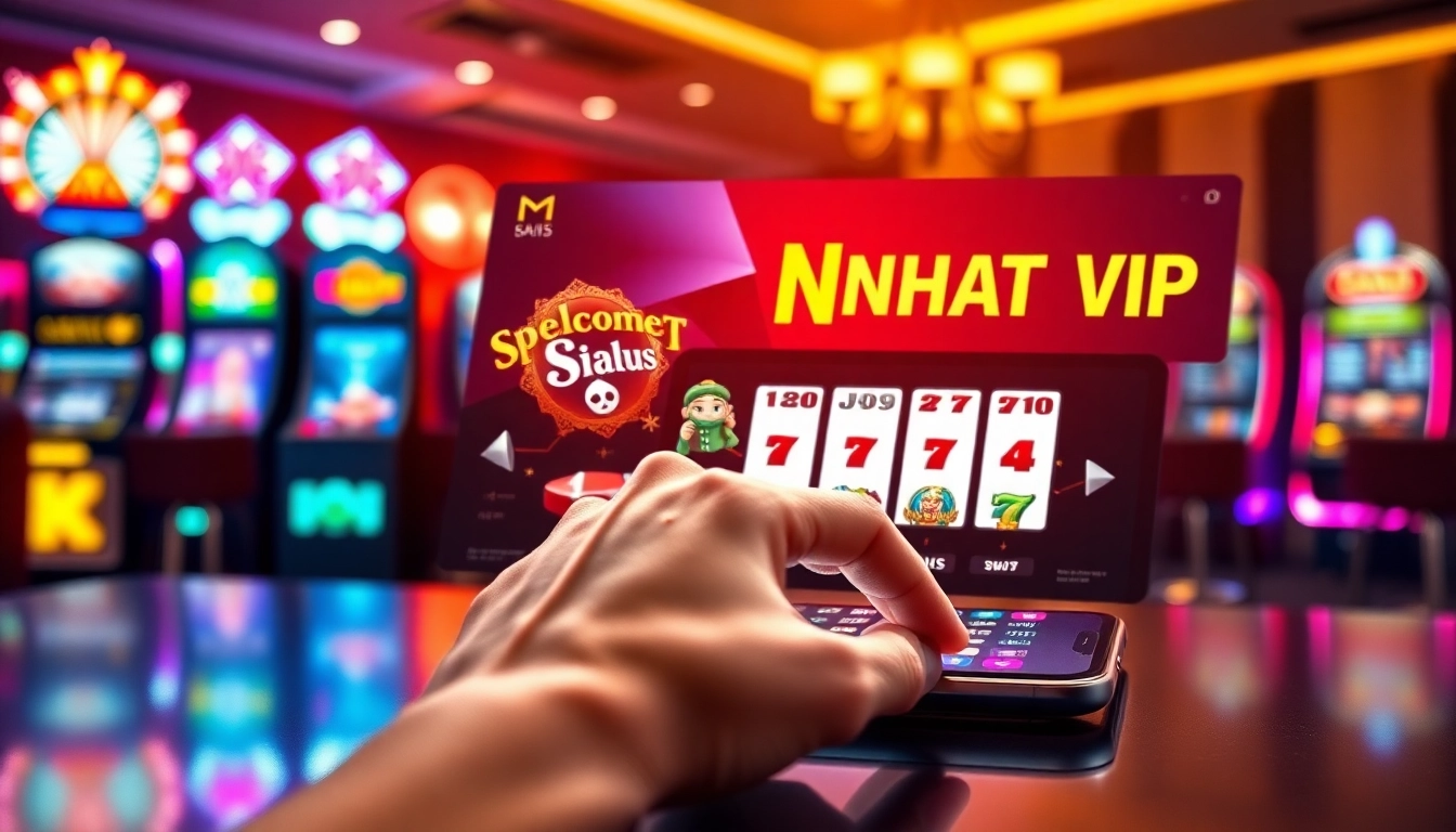 Nhat VIP mobile gambling interface showcasing engaging casino games and secure payment options.