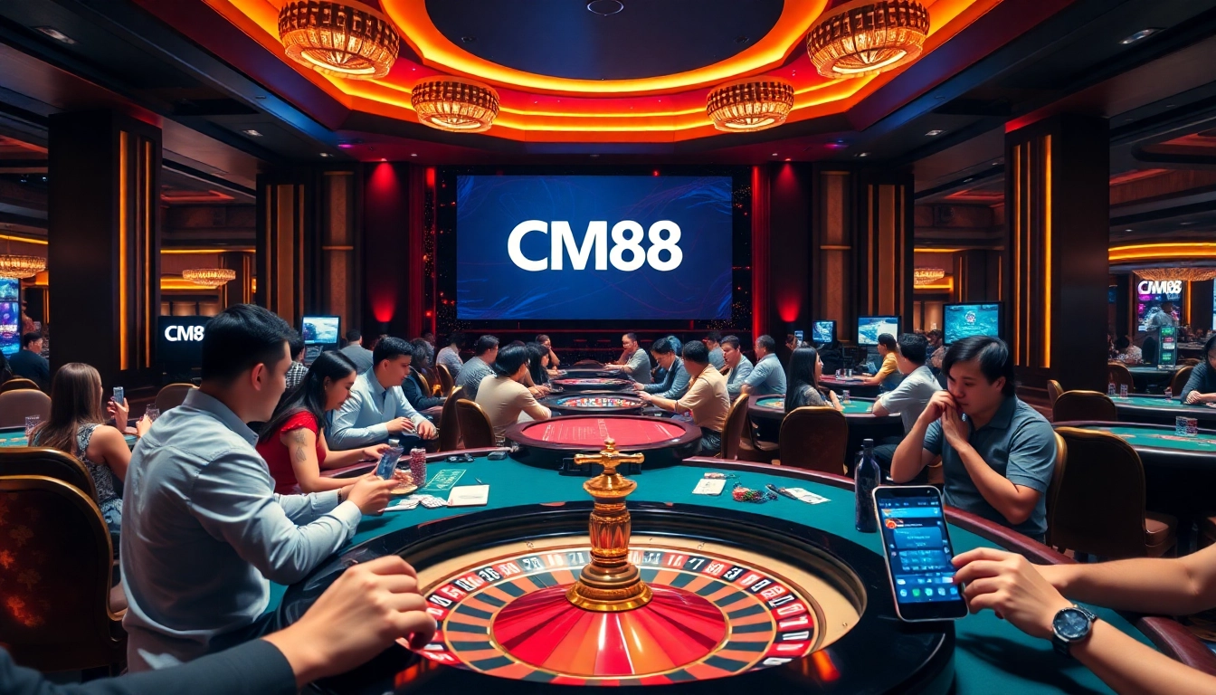 Engaged players experiencing the thrill of gambling at CM88's vibrant casino scene.